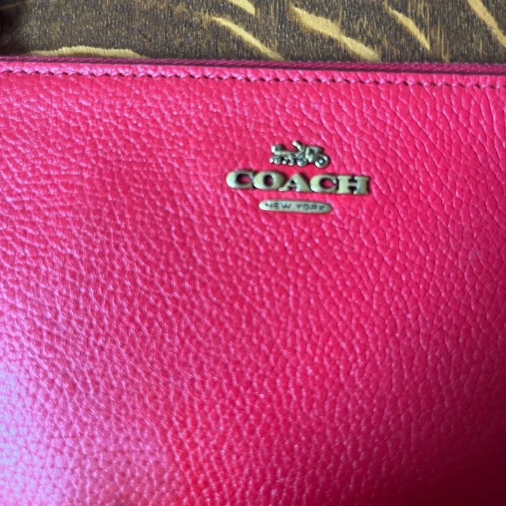 Coach Red Pebbled Leather Wristlet
